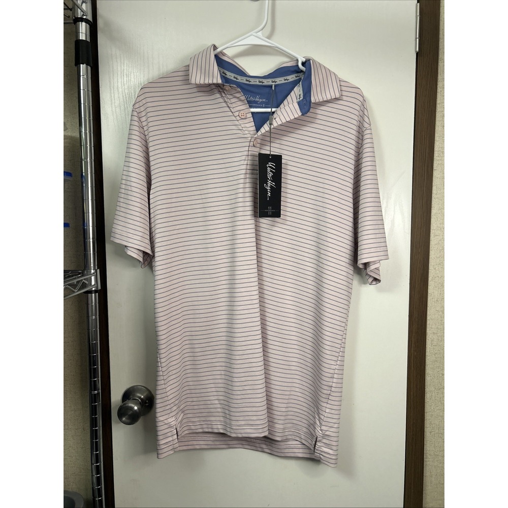 Walter Hagen Performance 11 Classic Stripe Polo Pink / Navy Size Small NWT!